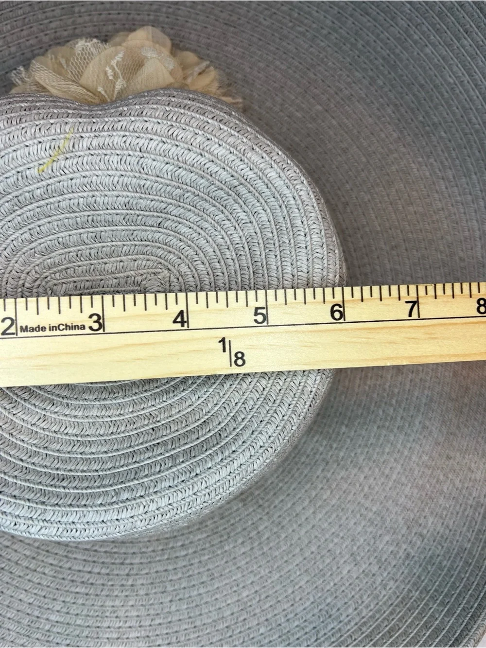 August Hat Company Gray Wide Brim Sun Hat w/ Flower